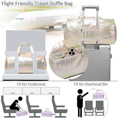 Dance Bag for Girls Sports Duffle Bag for Girl Gym Bag with Shoes Compartment Wet Pocket Weekender Carry On Bag Travel Bag for Teens Girls