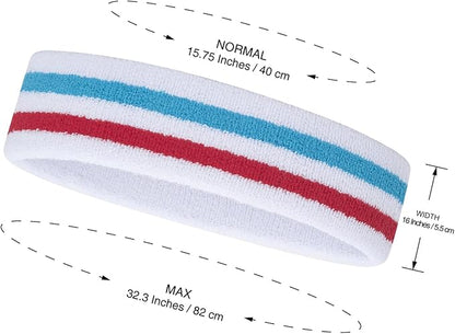 ONUPGO Sweatband Set Sports Headband Wristband Set Sweatbands Terry Cloth Wristband Wrist Sweatband Headbands Moisture Wicking Sweat Absorbing Head Band