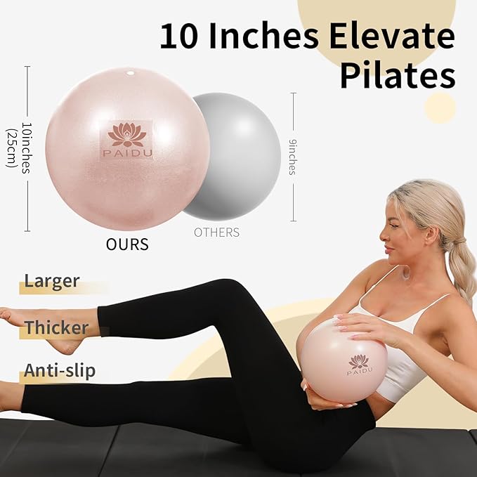 Pilates Ball 10-inch Core, Anti-Explosion and Anti-Slip Mini Yoga Balls, Suitable for Pilates, Yoga, Core Training, Physical Therapy, Balance, Stability, Stretching Exercises