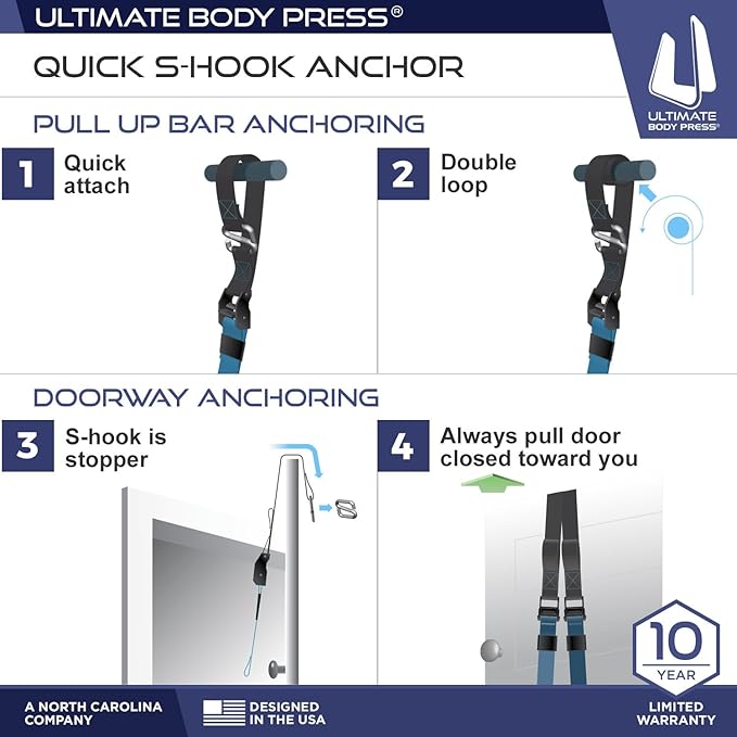 Ultimate Body Press Body Weight Resistance Trainer – Complete Functional Training System with Door Anchor & Quick S-Hooks – Professional Strength Straps for Full Body Workouts