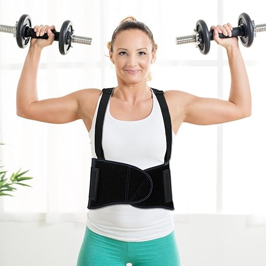 20-541 Industrial Work Back Brace, Back Support Belt with Suspenders, Lower Lumbar Support for Heavy Lifting, Removeable Straps, L/XL