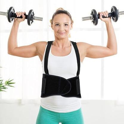 20-541 Industrial Work Back Brace, Back Support Belt with Suspenders, Lower Lumbar Support for Heavy Lifting, Removeable Straps, L/XL