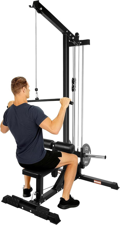 Fitvids LAT All-in-one Machine with High and Low Pulley Station, LAT PullDown and LAT Row Cable Machine, LAT Tower with Adjustable Leg Support for Home Gym Total Body Training