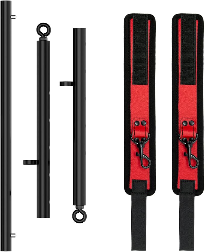 Heavy Duty Stainless Steel Expandable Spreader Bar with 2pcs PU Adjustable Straps, Sports Aid Training Fitness Gear Pilates Aid Kit,Home Indoor Sports Yoga Set