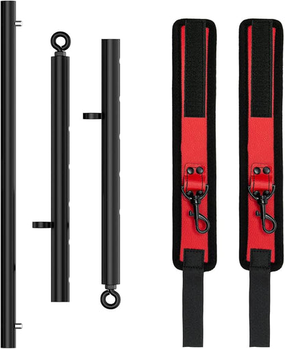 Heavy Duty Stainless Steel Expandable Spreader Bar with 2pcs PU Adjustable Straps, Sports Aid Training Fitness Gear Pilates Aid Kit,Home Indoor Sports Yoga Set