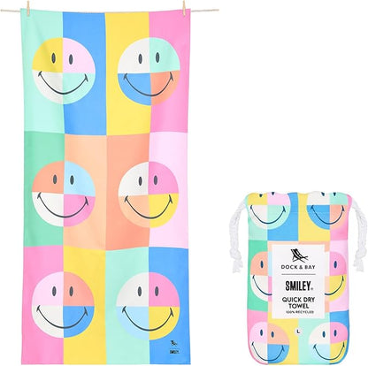Dock & Bay Beach Towel - Quick Dry, Sand Free - Compact, Lightweight - 100% Recycled - Includes Bag - Calm - Large (160x90cm, 63x35)