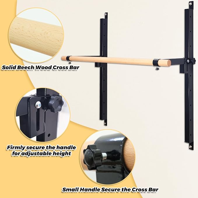 Height Adjustable Ballet Barre Foldable Ballet Bar Dance Training Barre,Wall Mount With Solid Beech Wood Bar,Home Fitness Equipment for Pull Up Stretching Never move or Shake