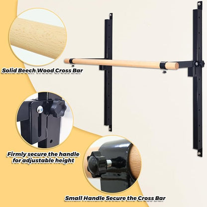 Height Adjustable Ballet Barre Foldable Ballet Bar Dance Training Barre,Wall Mount With Solid Beech Wood Bar,Home Fitness Equipment for Pull Up Stretching Never move or Shake