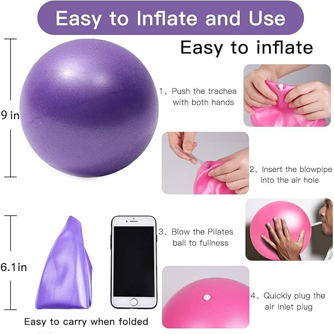 Mini Yoga Balls 9 Inch Exercise Pilates Therapy Balance Micropore Ball Barre Equipment for Home Stability Training Physical Core Training