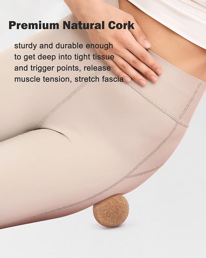 KITWILD Cork Massage Ball - High Density Fine Particles for Deep Tissue Muscle Massage, Myofascial Release, and Yoga Therapy - 2.5 Inch Lightweight Lacrosse Ball