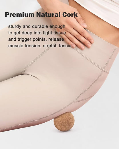 KITWILD Cork Massage Ball - High Density Fine Particles for Deep Tissue Muscle Massage, Myofascial Release, and Yoga Therapy - 2.5 Inch Lightweight Lacrosse Ball