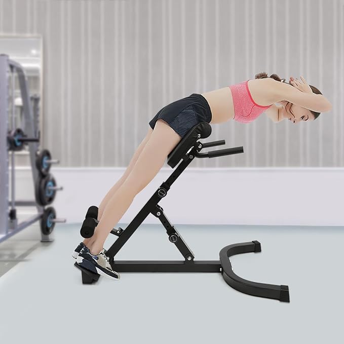 Hyperextension Bench with Adjustable Height and Back, Multi-functional Workout Bench, Back Extension Roman Chair