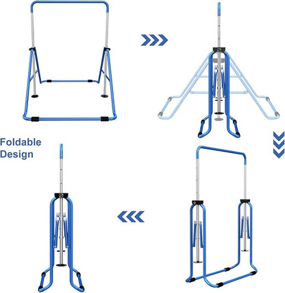 Tepemccu Expandable Gymnastics Bars, Adjustable Height Gymnastic Horizontal Bars, Children Folding Training Bar for Kids