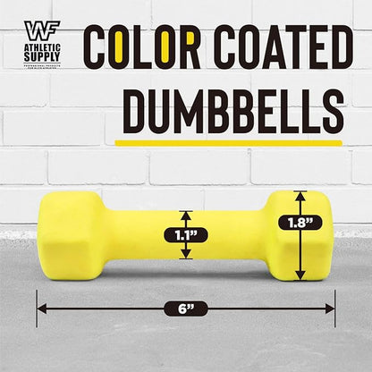 WF Athletic Supply Vibrant Multiple Color Hex Shaped Neoprene Dumbbells/Hand Weights with Non-Slip Grip for Home Gym Equipment Workouts Strength Training Free Weights - Sold in Pairs