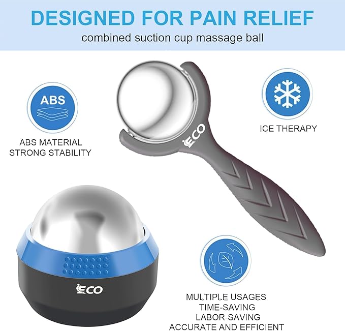 iECO Cold Massage Roller Ball - Ice Roller Ball for Muscles Deep Tissue, Cold & Heat Therapy, Plantar Fasciitis Roller