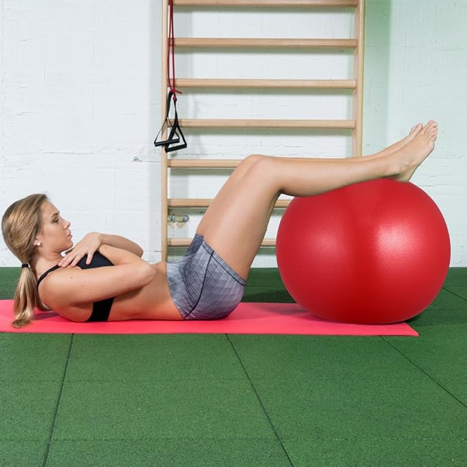 BESTYASH 4pcs Anti-Burst Yoga Balls PVC Exercise Balancer Mini Pilates Balls Thickened Non-Slip Stability Trainer for Core Workout Home Gym Fitness (15-35cm Random Size, Red Pink Blue