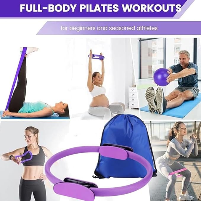 Pilates Essentials Kit for Women,2025 New Pilates Kit for Home Workouts,Beginners Home Pilates Essential Kit,Hip Exercise Band Yoga Ball,Portable Fitness Equipment for Core Strength, Stretching