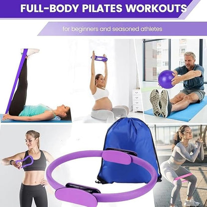 Pilates Essentials Kit for Women,2025 New Pilates Kit for Home Workouts,Beginners Home Pilates Essential Kit,Hip Exercise Band Yoga Ball,Portable Fitness Equipment for Core Strength, Stretching