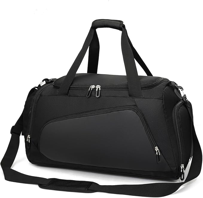 Waterproof Gym Bag with Shoe & Wet Compartment for Men/Women,Sports Duffle Bags for Workout/Fitness/Travel(Black,20"x11"x11")