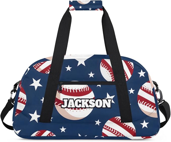 Custom Name Baseball Sport Travel Bags for Kids Boys with Personalized Training Gym Duffel Bags for Overnight Weekender Blue