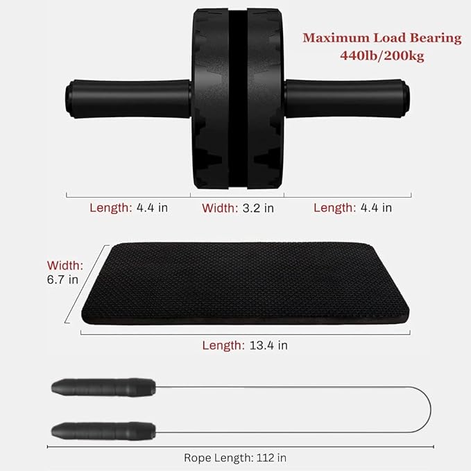 Ab Roller Wheel with Jump Rope - Abs Workout Set for Men & Women | Core Fitness Equipment - Ideal for Core & Abdominal Workouts | Exercise Wheel for Abs | Home Gym Workout Tool.