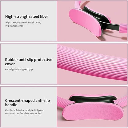 Pilates Ring and Ball Set, 6 Pcs Home Pilates Kit with 13” Circle Circle Yoga Ring 3 Resistance Bands 9.8” Pilates Ball Pilates Grip Socks, Pilates Essential Kit for Women Girl Home Workouts