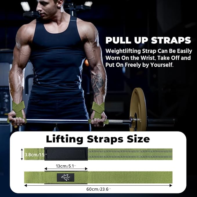WSAKOUE Lifting Straps, Weightlifting Straps, Deadlift Straps with Padded Neoprene for Power Lifting, Bodybuilding, Gym Workout, Strength Training & Fitness Workout, Resistance