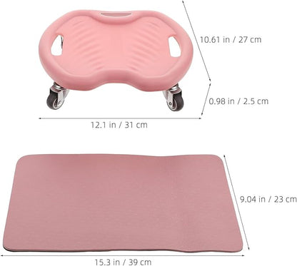 PRETYZOOM 4-wheel Ab Roller Core Strengthening Abdominal Trainer with Quiet Sliding Wheels and Knee Pad, Pink Fitness Equipment for Home and Travel Exercise