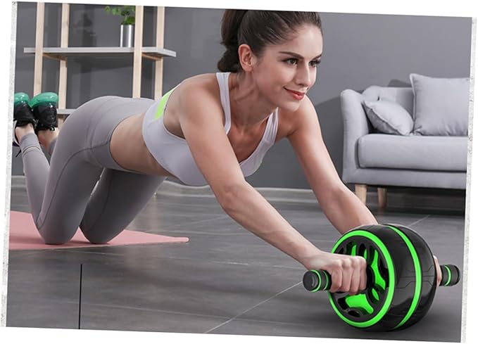 Abdominal Exercise Roller Thickened Steel Tube Wide Wheel Core Trainer for Men and Women Quiet Abdominal Wheel for Stomach and Back Strengthening Fat Burning Workout Equipment