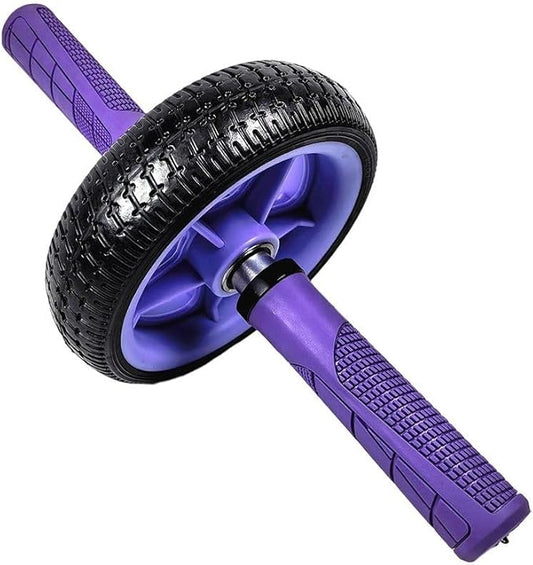 Home Fitness Abdominal Exerciser with Single Wheel, Durables 500 lb Load Capacity, Ergonomic 150 mm EVA Handle, Textured Non-Slip Tire for Stable Rolling on Multiple Surfaces(purple+purple)