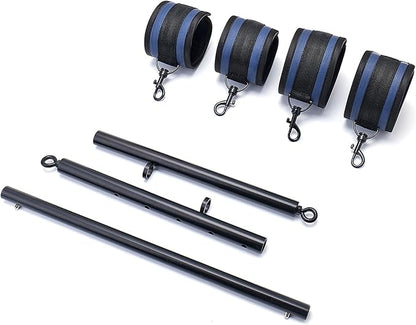 Heavy Duty Stainless Steel Expandable Spreader Bar with 4pcs PU Black--Pink Skull Pattern Detachable Adjustable Straps,Workout Bar for Home Indoor Gym Training Kit