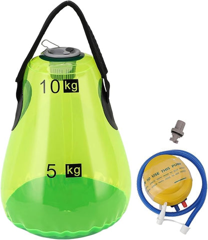 Water Filled Kettlebell Inflatable Portable Soft Handle 10kg Capacity Water Weight Bag for Home Gym Travel Workout Green PVC Material