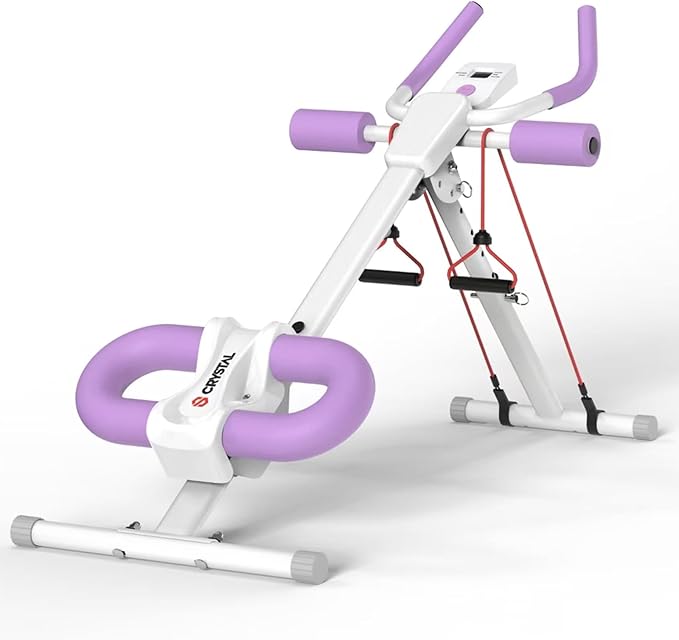 CRYSTAL FIT Ab Machine, Ab Workout Equipment Abdominal Trainer, Adjustable Abdominal Exercise Machine at Home Gym for Stomach Workout with LCD Monitor