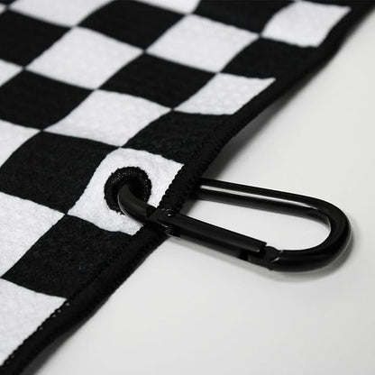 RokFit Gym & Golf Towel – Multi-Use, Quick-Dry, Durable Utility Towel with Bold Graphic and Carabiner Clip (Checker)