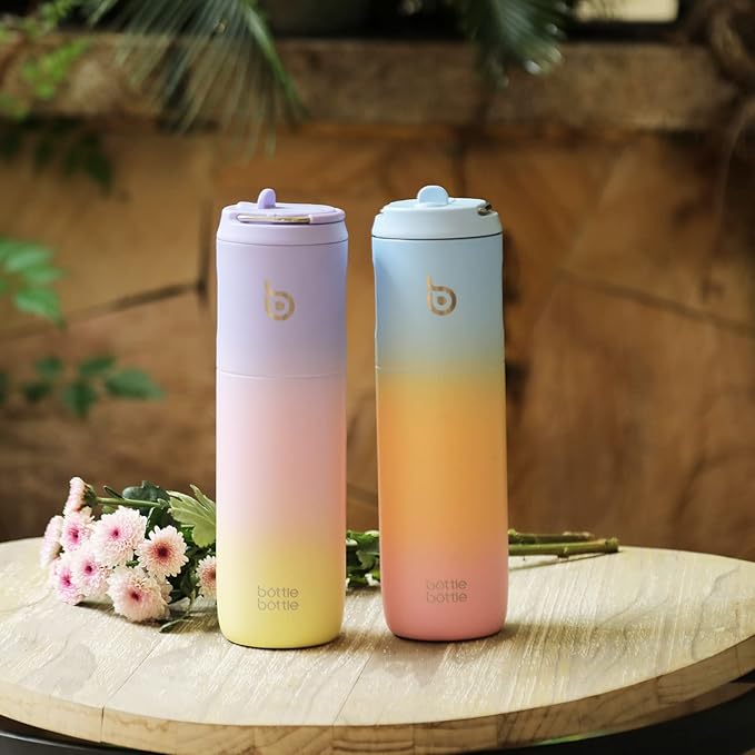 BOTTLE BOTTLE Insulated Water Bottle 24oz with Straw Lid and Handle for Sports Travel Gym Stainless Steel Water Bottles Double-Wall Vacuum Metal Leak Proof BPA-Free
