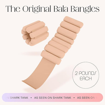 Bala Bangles Wrist & Ankle Weights for Women & Men - Adjustable Weighted Bands - Soft Silicone Arm & Leg Weights for Pilates, Yoga, Walking, Barre, Home Workout & Strength Training Exercise