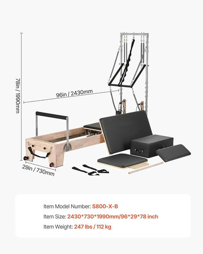 VEVOR Pilates Reformer Accessories for Home Gym, Include Reformer Box/Chair/Spine Corrector/Wall Mounted Machine/Jump Board/Foldable & Dual Resistance Springs