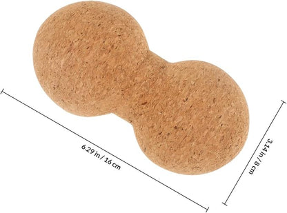 ibasenice Cork Peanut Massage Ball 8x16cm, High Density Back and Neck Massager for Myofascial Release, Non-Slip Muscle Relaxation Tool for Yoga and Fitness Therapy