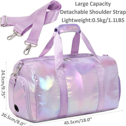 Dance Bag for Girls Sports Gym Duffle Bag with Shoes Compartment Wet Pocket Weekender Carry On Travel Duffel Bag for Teens Girls
