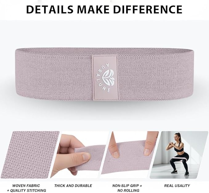 Fabric Resistance Bands Set, 3 Colors with Carry Bag, Non-Slip Workout Bands for Legs and Glutes- Different streght Levels.