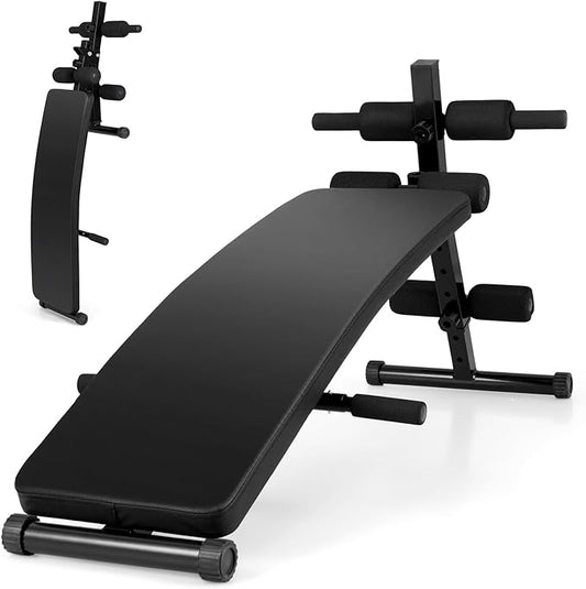 GYMAX Sit up Bench, Folding Workout Bench Press for Home Gym with 5 Adjustable Height, Heavy Duty Workout Benches for Ab Core Muscle, Strength Training Equipment