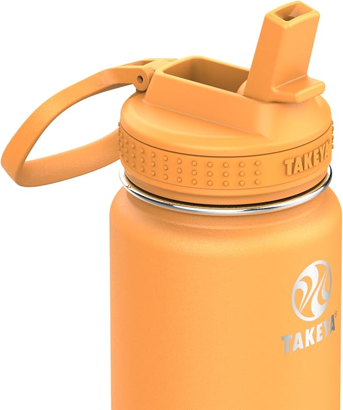 Takeya 24 oz Actives Stainless Steel Water Bottle with Straw Lid – Leakproof, Double-Wall Insulated, Keeps Drinks Cold 24 hrs/Hot 12 hrs, BPA-Free, Powder-Coated, Gym & Travel, Honeycomb