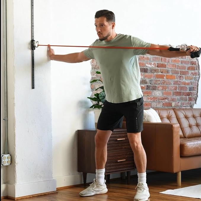 Kinetic Bands Space Saver Gym Resistance Bands Exercise Equipment for at Home Fitness Workout | Resistance Band Wall Anchor with 2 Rails, 2 Rail Cars