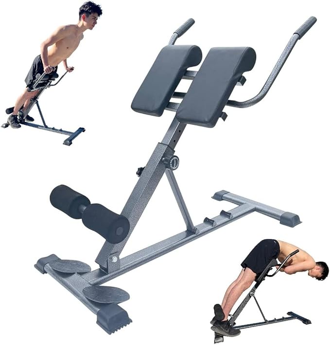 Roman Chair Hyper Bench Back Extension - Full Body Exercise Hyperextension Adjustable Home Gym - AB Sit Up Bench Core Trainer, Abdominal Strength Training Equipment Lower Body Leg Workout