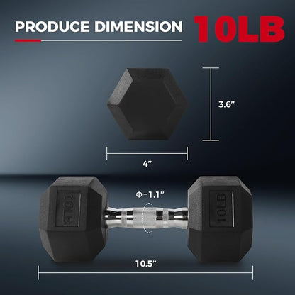 RitFit Rubber Coated Hex Dumbbell Set with Rack, 5-780LB for Home Gym Strength Training, Anti-Slip Knurled Handle, Hexagon Anti-Roll, Heavy-Duty Storage Rack