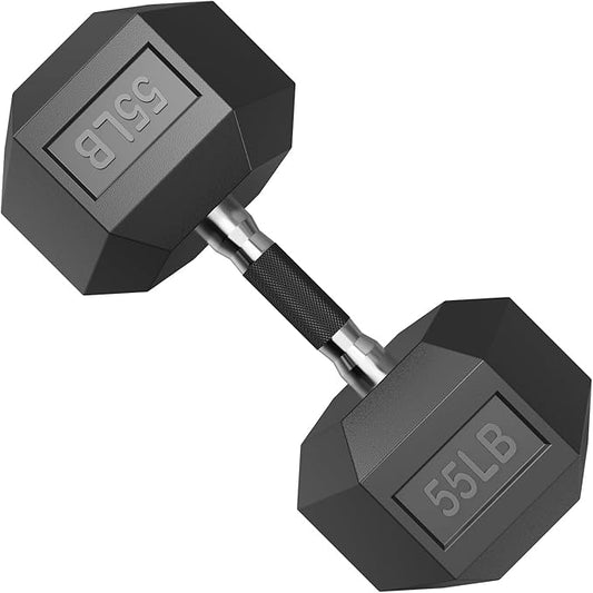 PAPABABE Hex Dumbbell Set with Rubber Grip 2.5-125lb, Odorless Rubber Coated Weight Fixed Dumbbells Set of 2, Weights for Women at Home, Hand Weights for Home Gym & Strength Training,Pesas Para Ejercicios