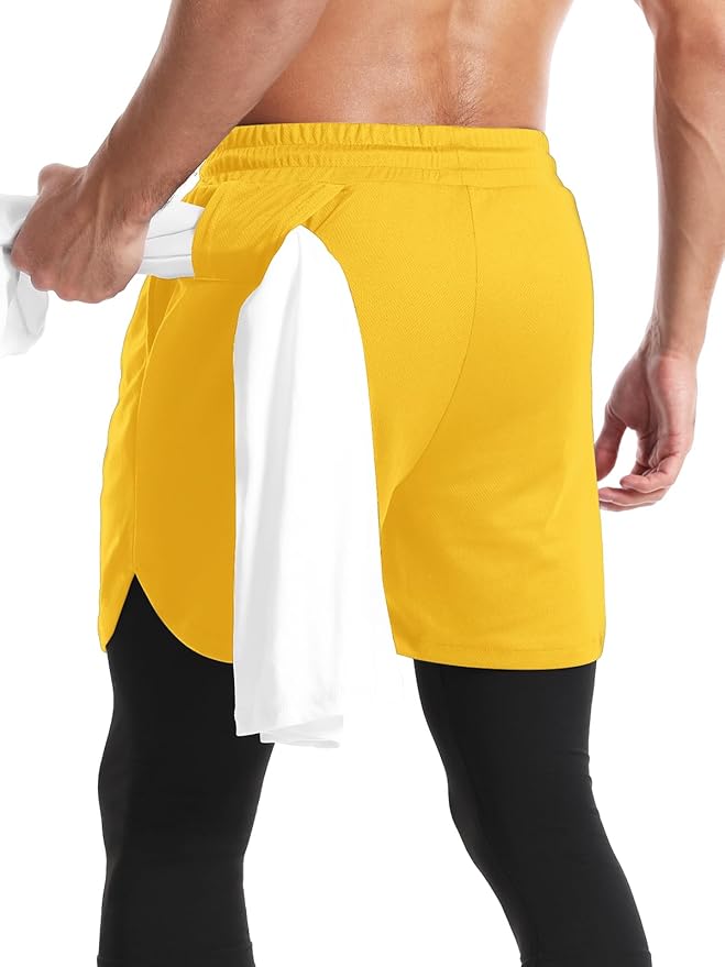 Aolesy Men's 2 in 1 Running Pants, Gym Workout Compression Pants for Men Training Athletic