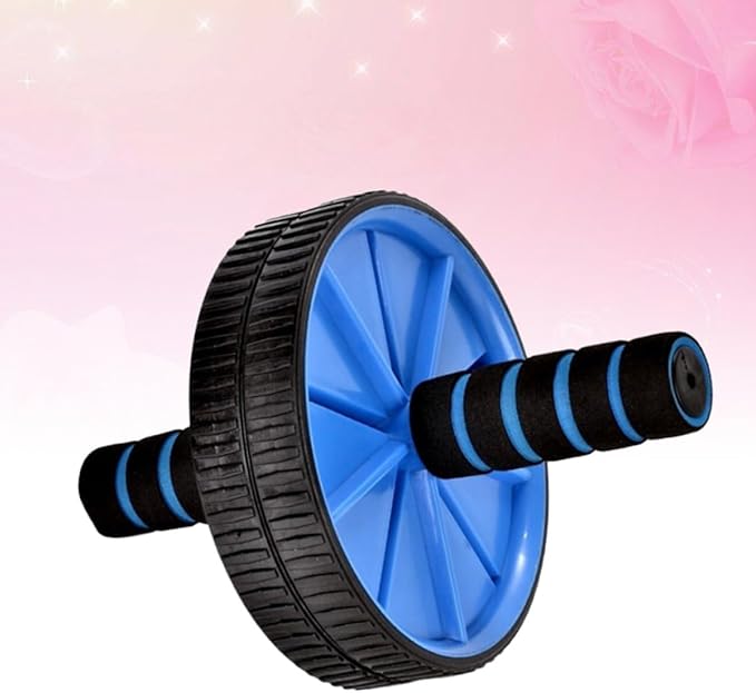 Kisangel Double Wheel Abdominal Exercise Roller, Quiet Fitness Ab Roller for Core Strength Training, Blue Abdominal Wheel for Home Workout and Muscle Conditioning