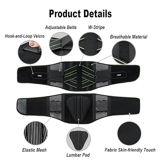 YAHA Back Brace for Lower Back Pain Relief for Women/Men with Lumbar Pad, Back Support Belt with 7 Stays for Heavy Lifting, Sedentariness, Breathable Lumbar Support for Herniated Disc, Sciatica - L
