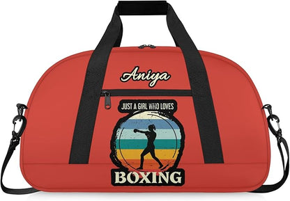 Custom Name Taekwondo Karate Duffle Bag for kids Girls - Personalized Martial Arts Gear Bag, Water-Resistant Sparring Equipment Bag, Who Loves Boxing Orange